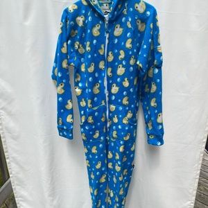 Duck hooded and footed fleece pajamas